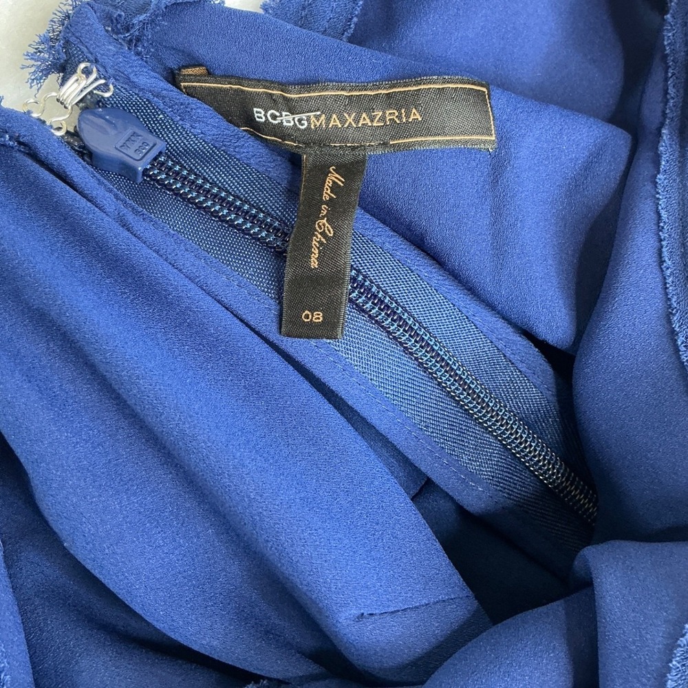 BCBGMAXAZRIA‎ Royal Blue Ruched Peplum Cocktail Dress Sleeveless Size 8 - Picture 3 of 5